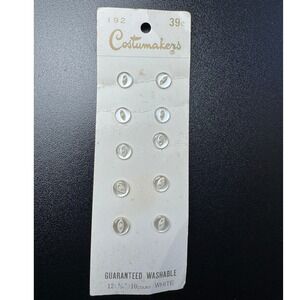 Vintage‎ Costumakers White Buttons 5/16in 10 Count Japan Carded
